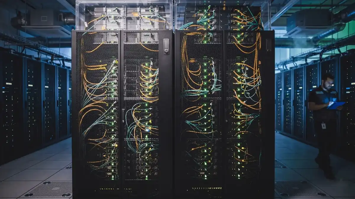 Server rack and data center enclosure infrastructure layout on the production floor