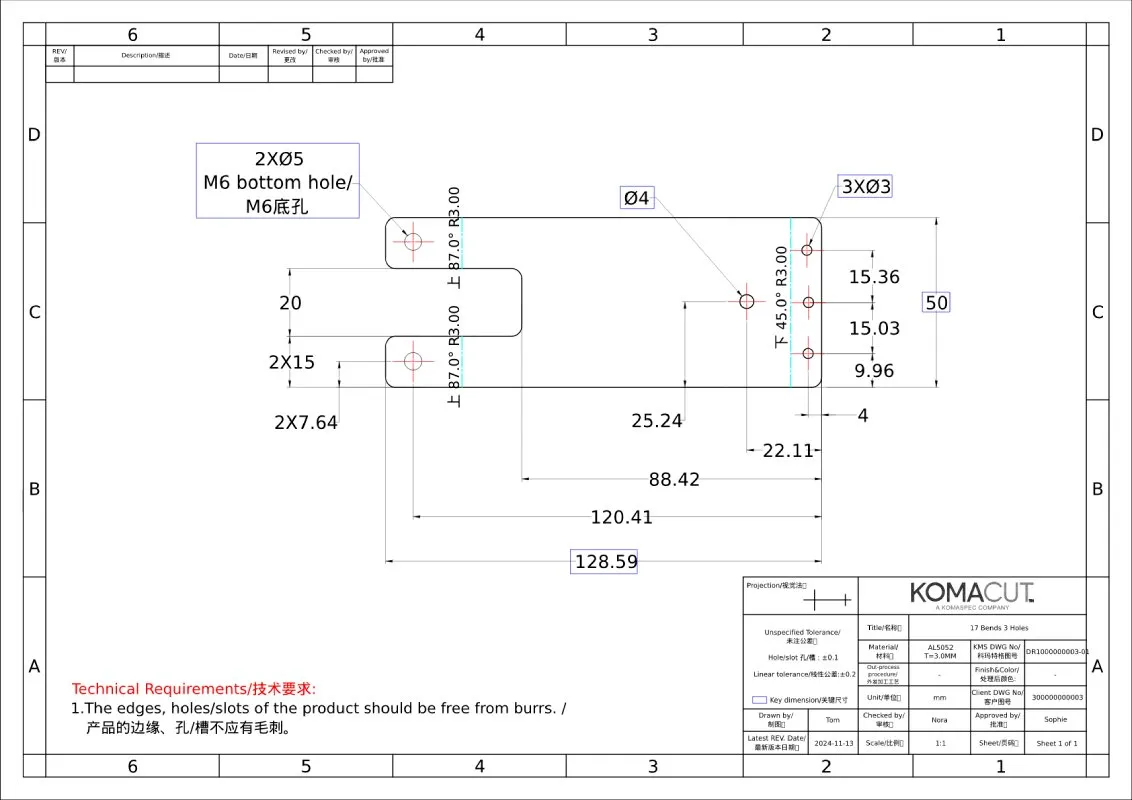 Sheet Metal Drawing 2D View