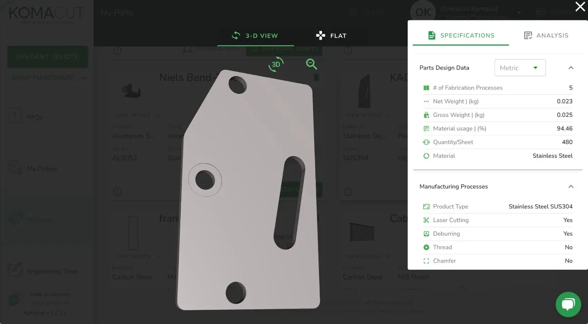 Sheet Metal Part 3D View